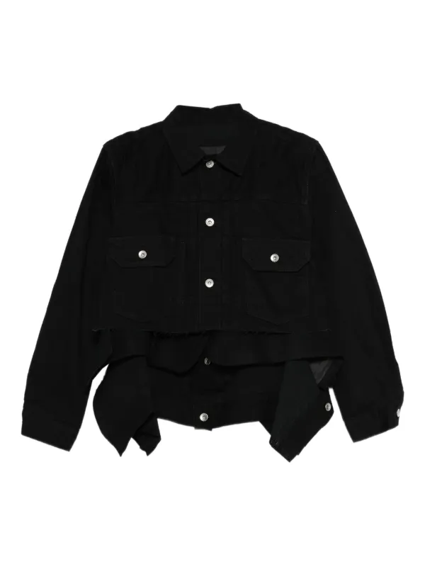 Sacai レイヤード デニムジャケット | ブラック | FARFETCH JP