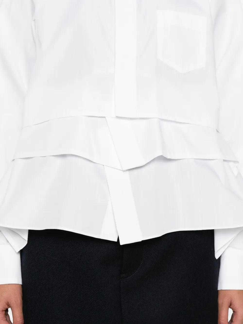 Sacai Ruffled Layered Shirt In White