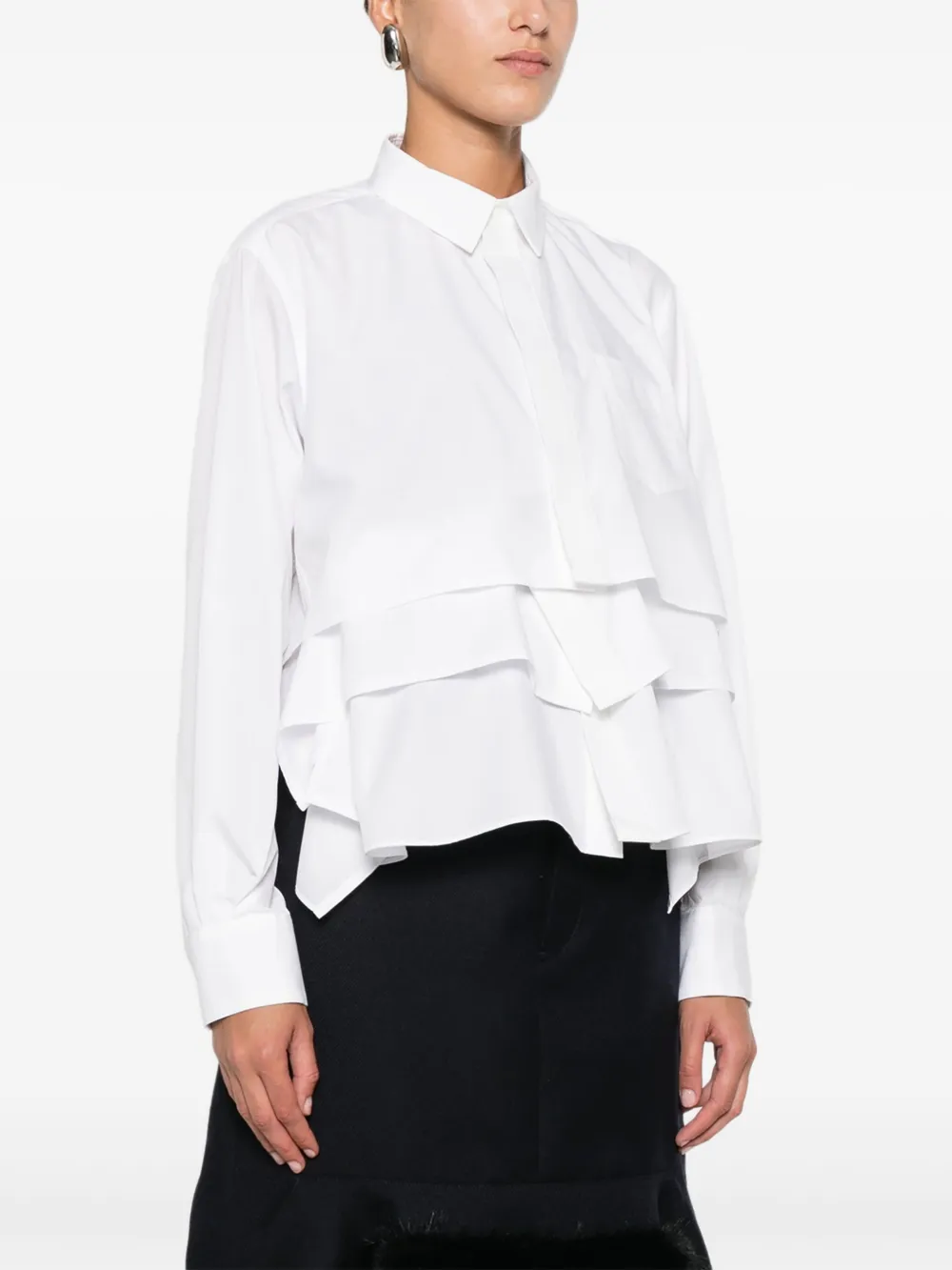 Sacai Ruffled Layered Shirt In White