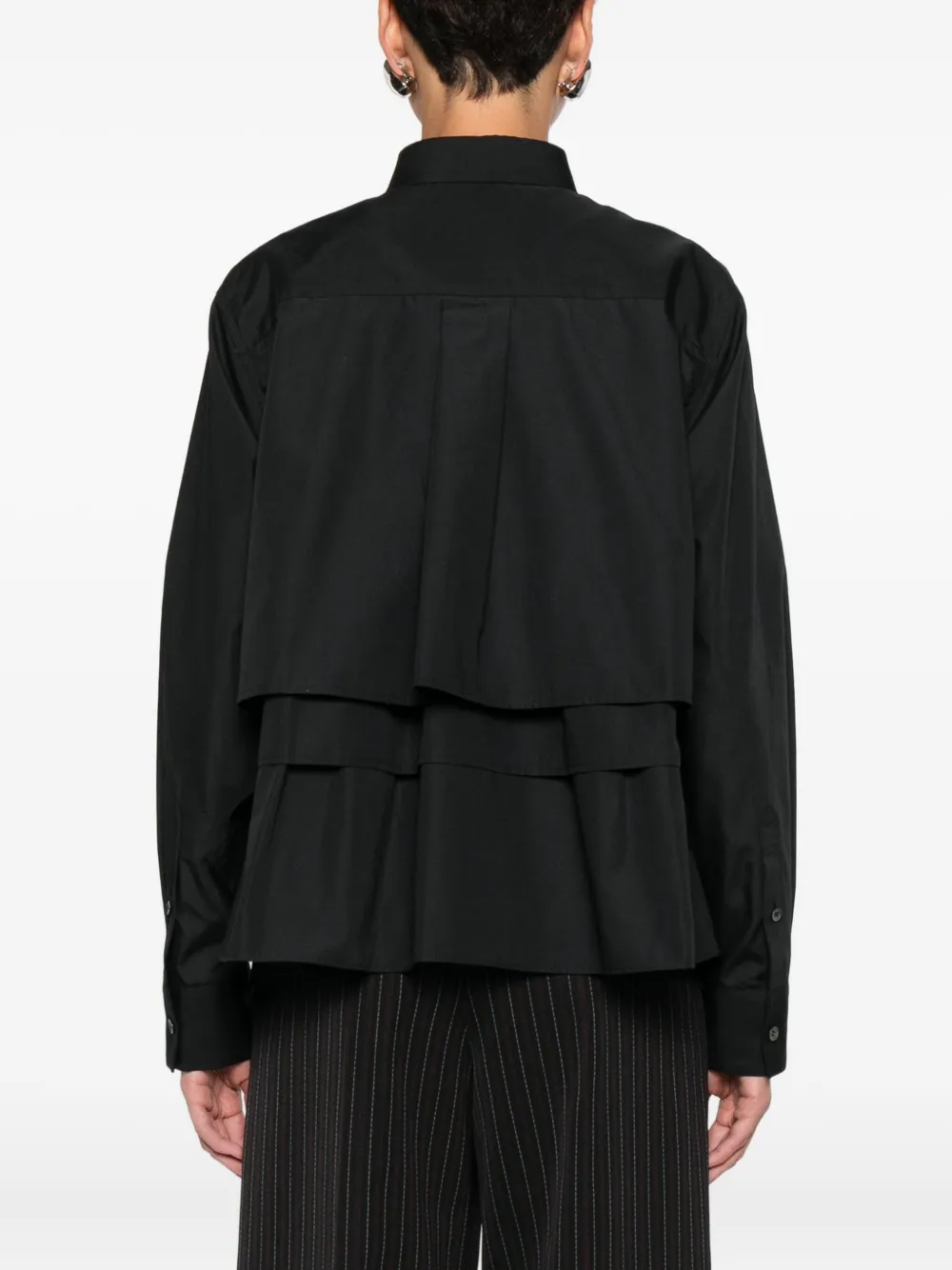 Sacai Layered Ruffled Shirt In Black