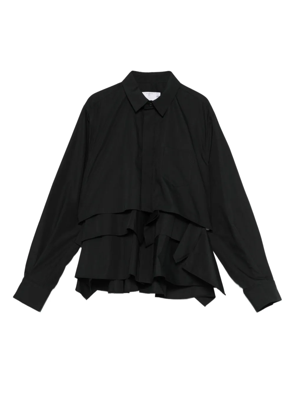 sacai layered ruffled shirt | Black | Image 1