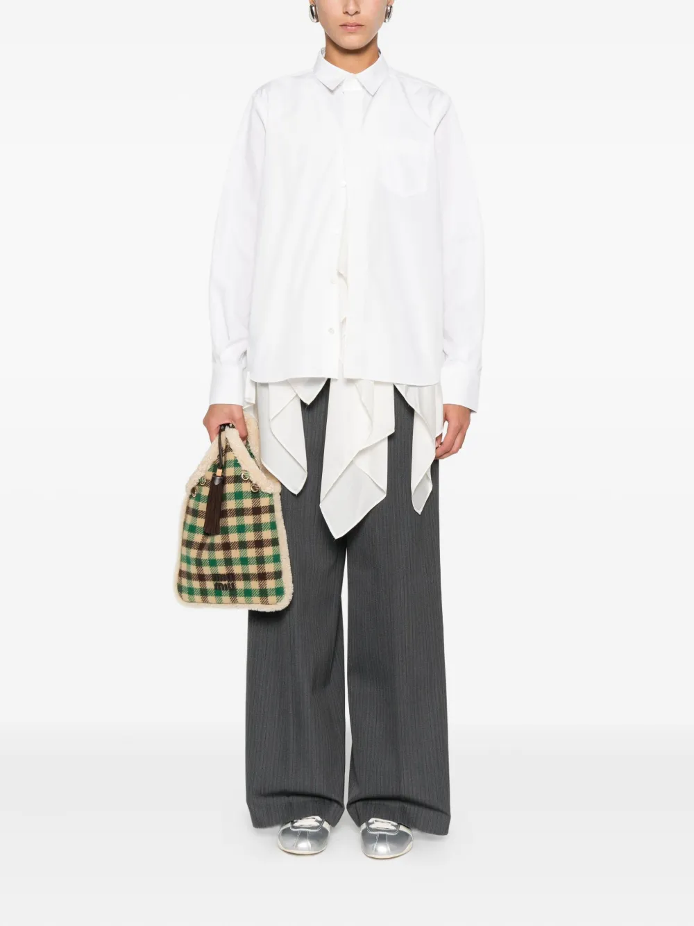 Sacai ruffled layered shirt - Wit