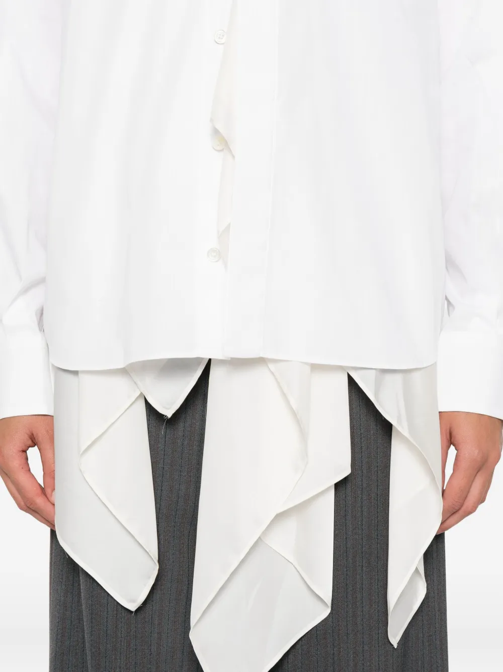 Sacai Ruffled Layered Shirt In White