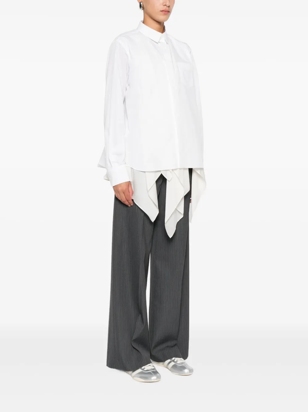 Sacai Ruffled Layered Shirt In White