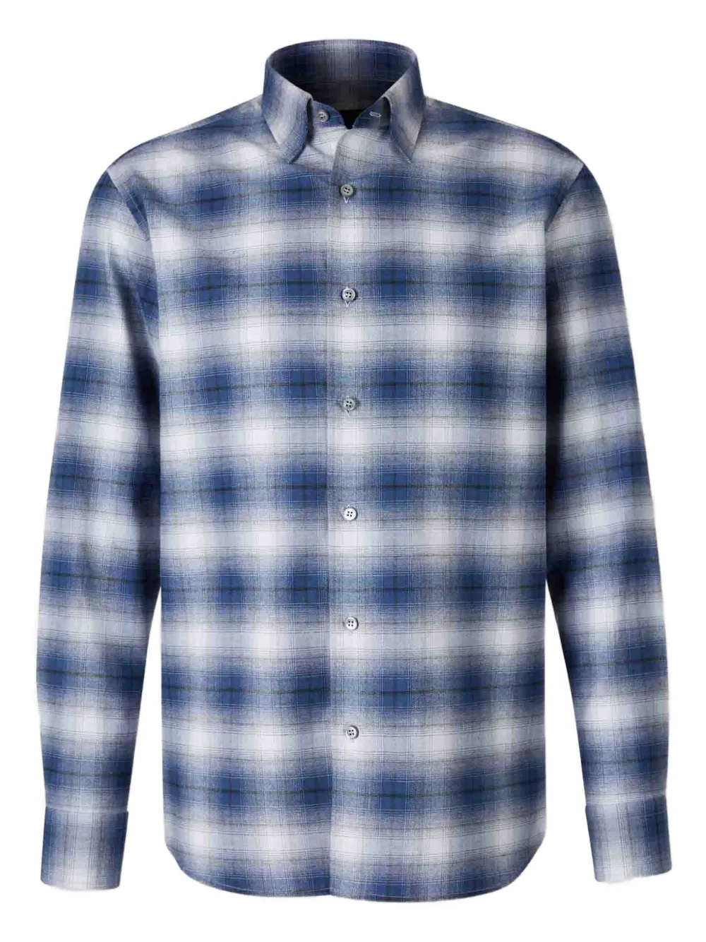 Brioni Check-pattern Shirt In Blue
