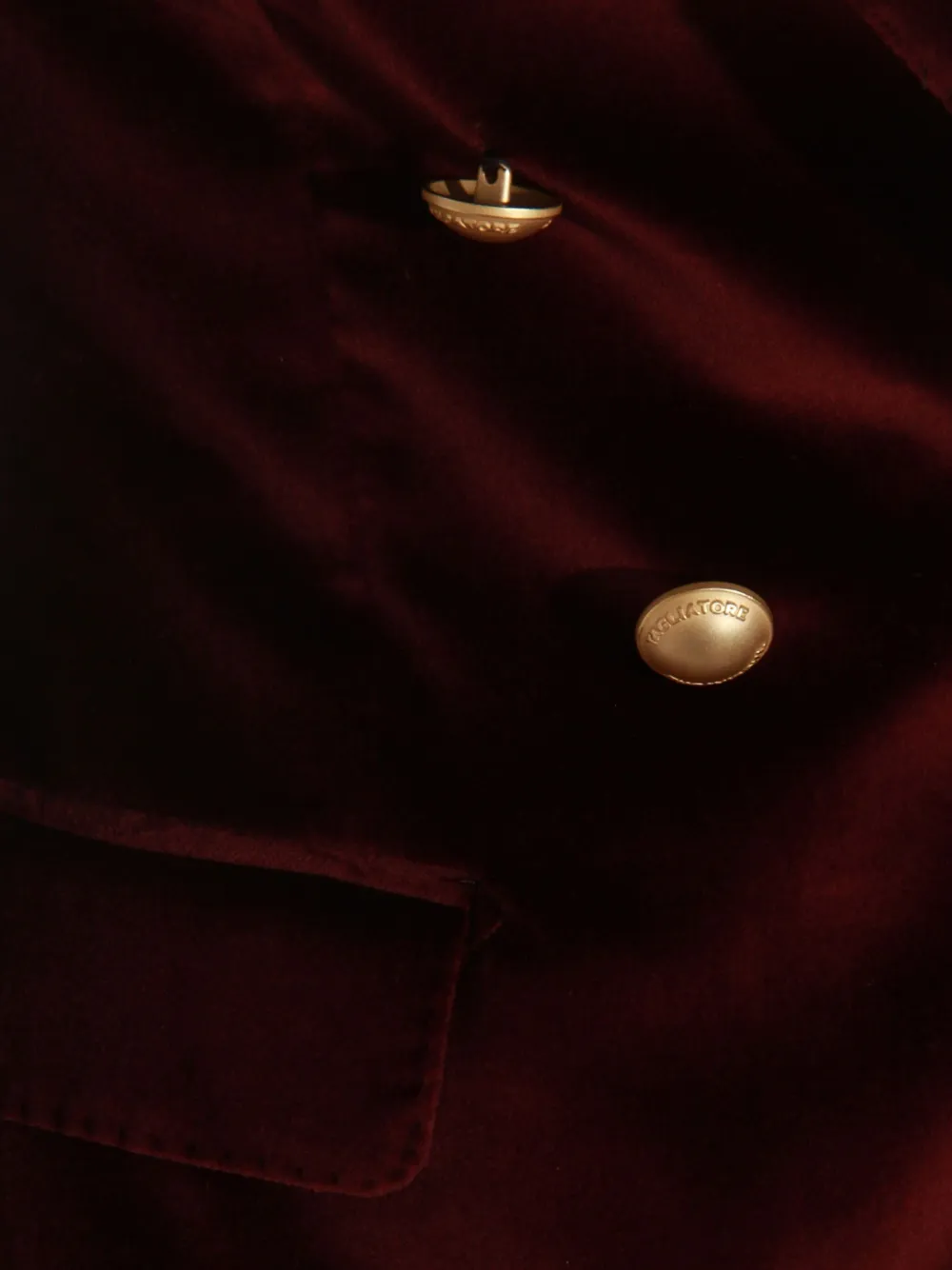 Tagliatore Double-breasted Velvet Blazer Gold-tone Buttons In Burgundy