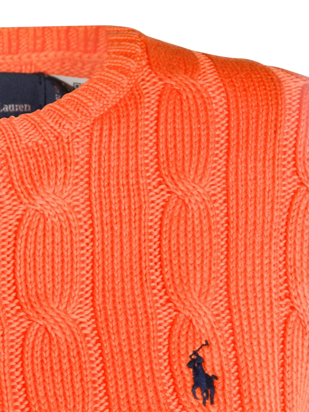 Polo Ralph Lauren Cable Knit Pullover With Ribbed Finish In Orange