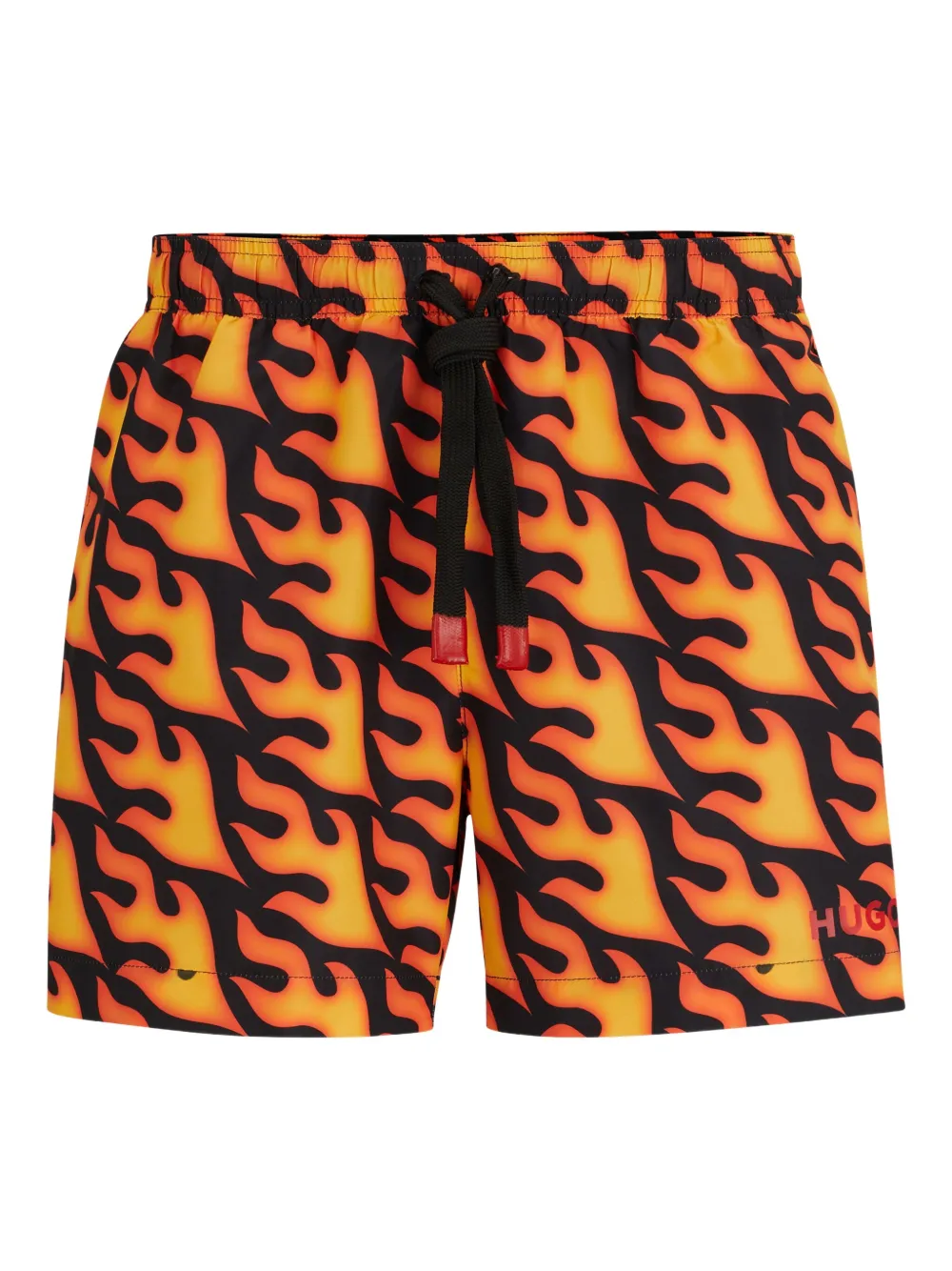 HUGO Bermuda de praia com estampa de chama | Laranja | Image 1