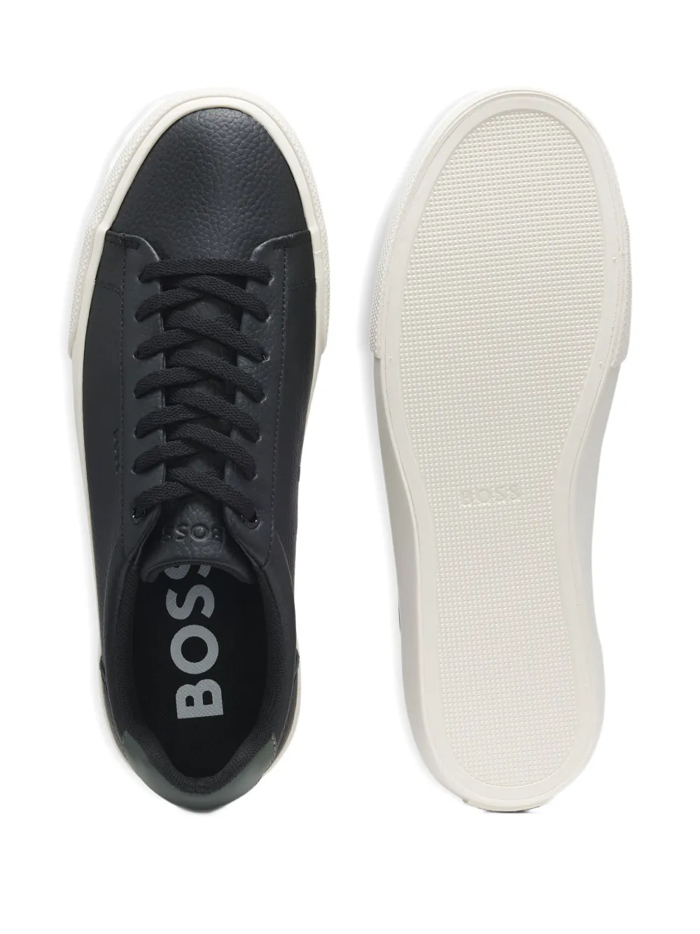Hugo Boss Leather Lace-up Sneakers In Black