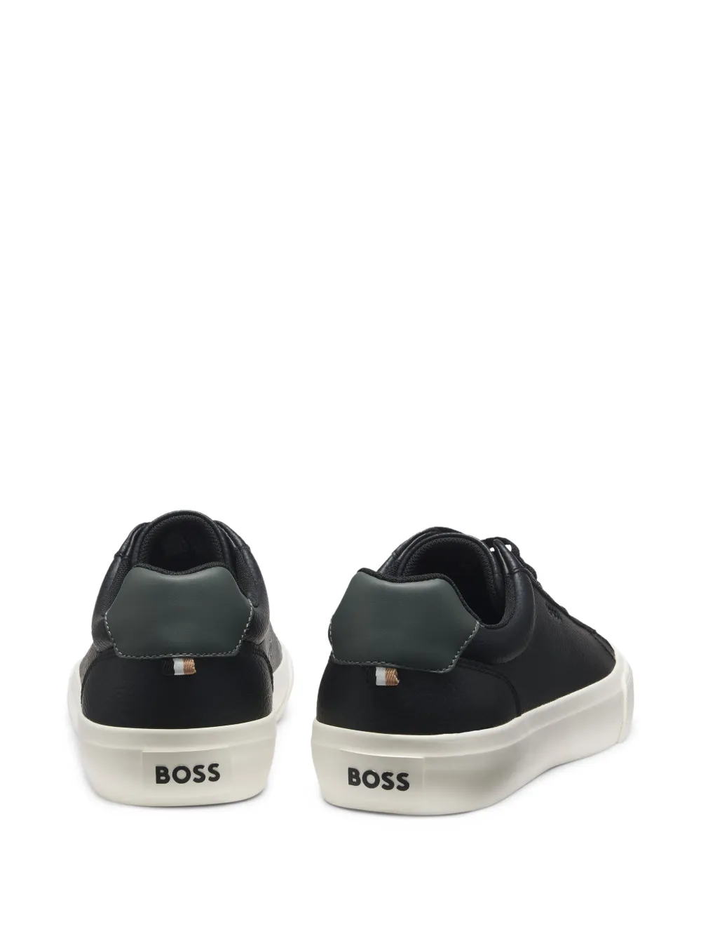 Hugo Boss Leather Lace-up Sneakers In Black