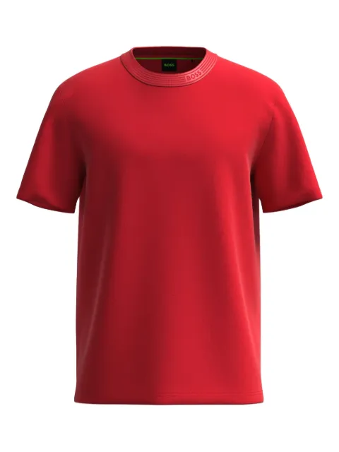 BOSS Camiseta decote careca com logo gravado