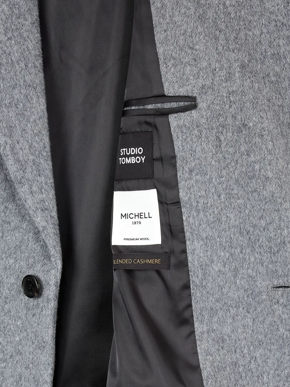 Studio Tomboy Tailored Single-breasted Coat In Gray
