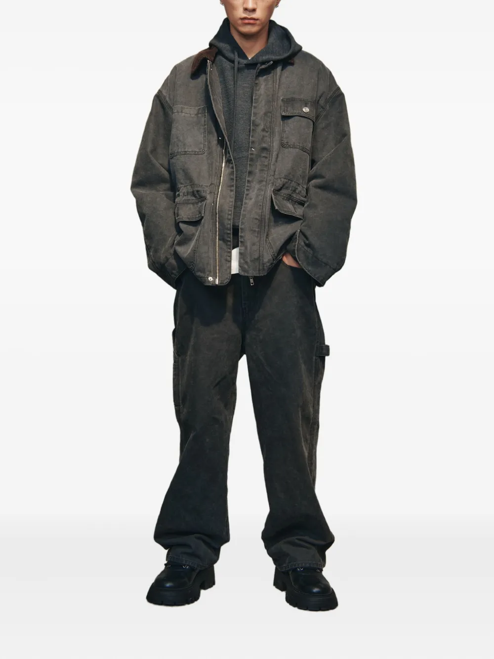 Studio Tomboy Washed Cotton Jeans In Black