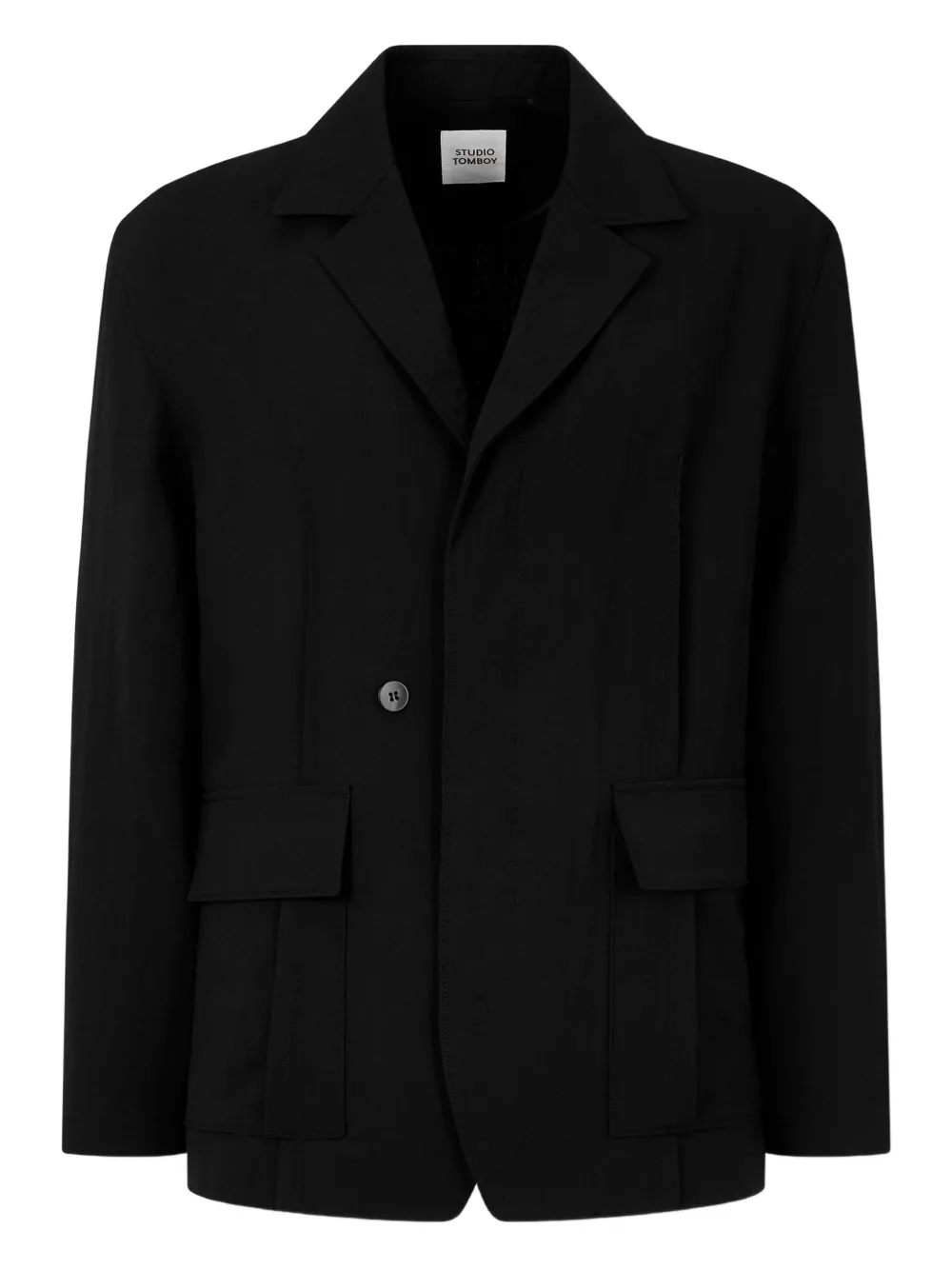 Studio Tomboy Darted Patch-pocket Blazer In Black