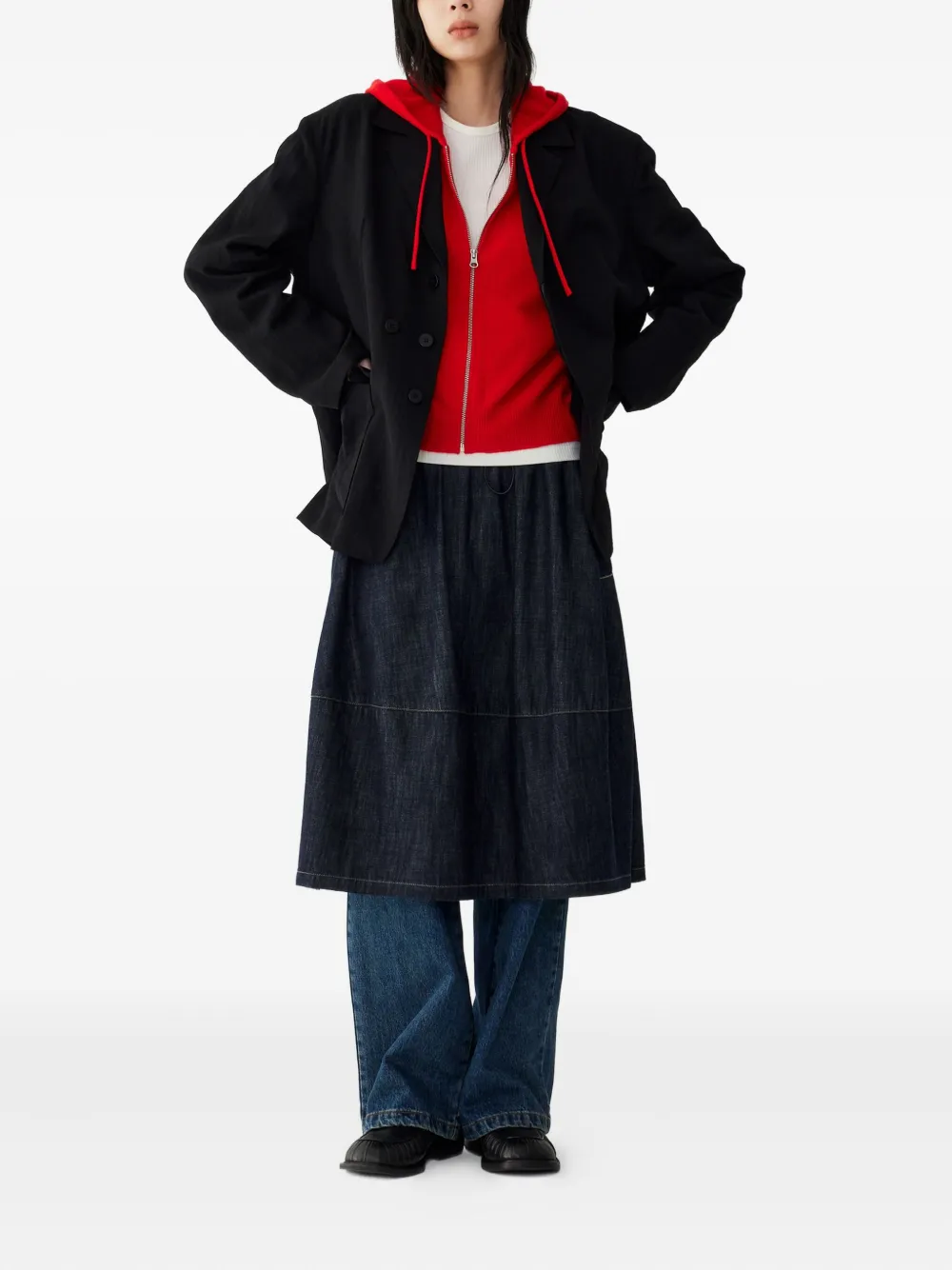 Studio Tomboy Darted Patch-pocket Blazer In Black