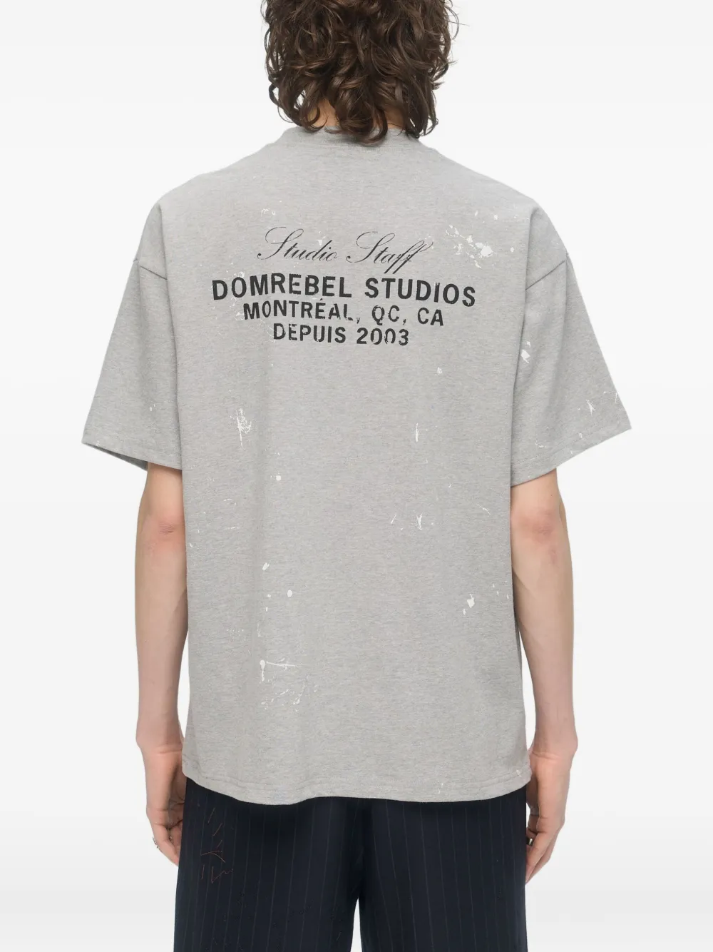 DOMREBEL Staff katoenen T-shirt met verfspatten Grijs