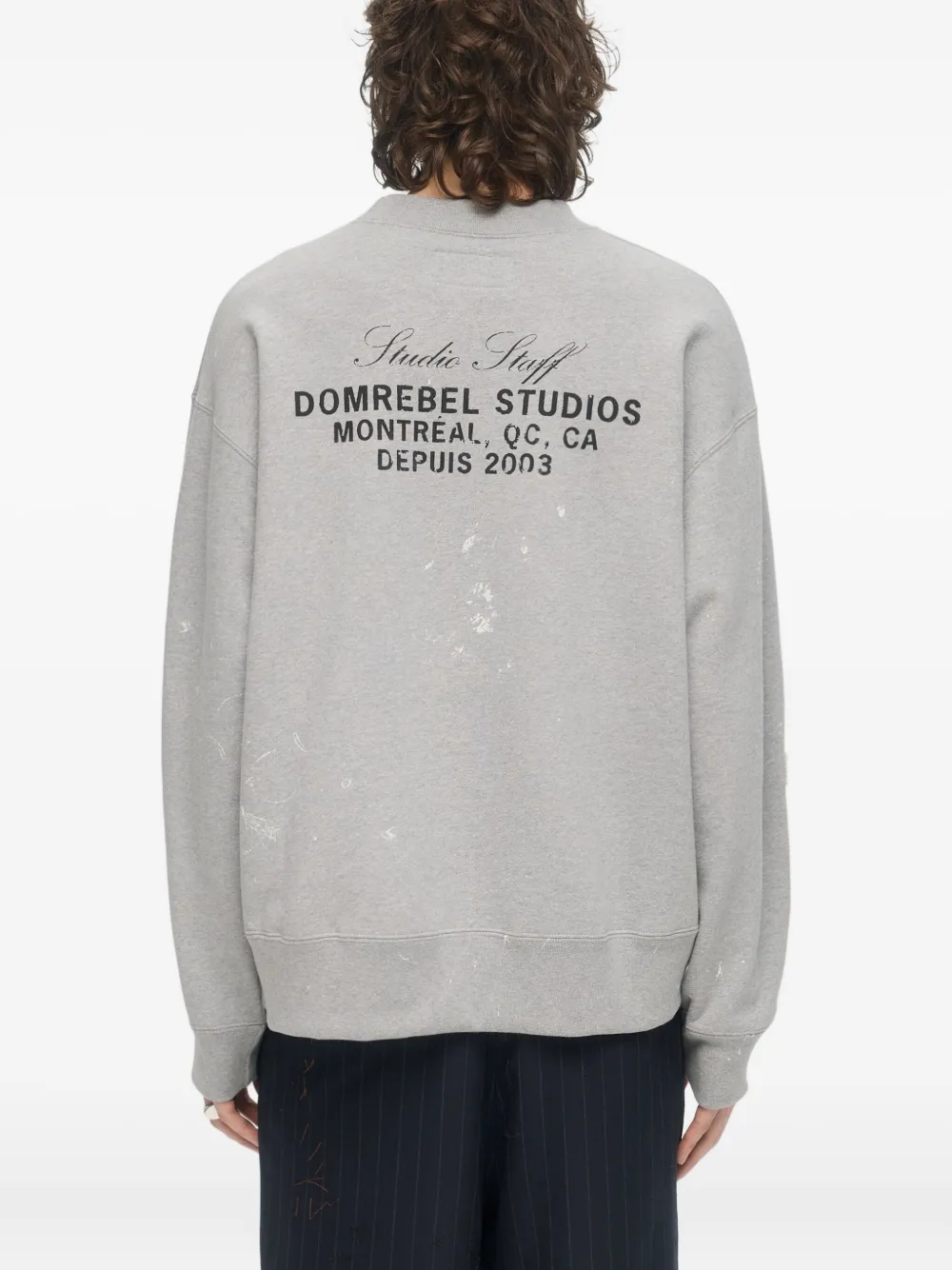 DOMREBEL Staff sweater met ronde hals en verfspatten Grijs
