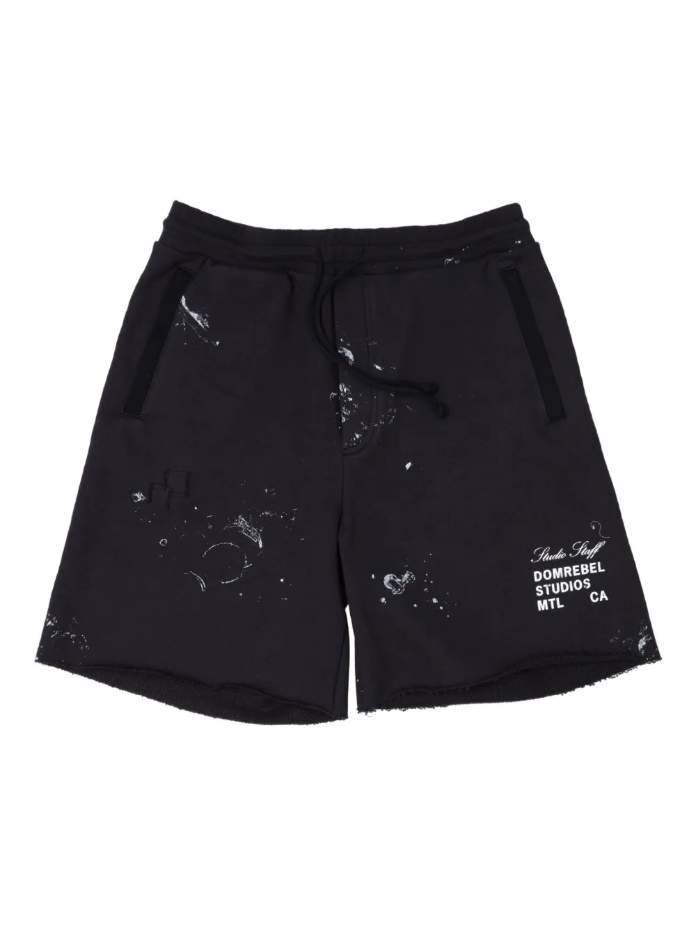 DOMREBEL Shorts sportivi con stampa effetto schizzi di vernice - Nero