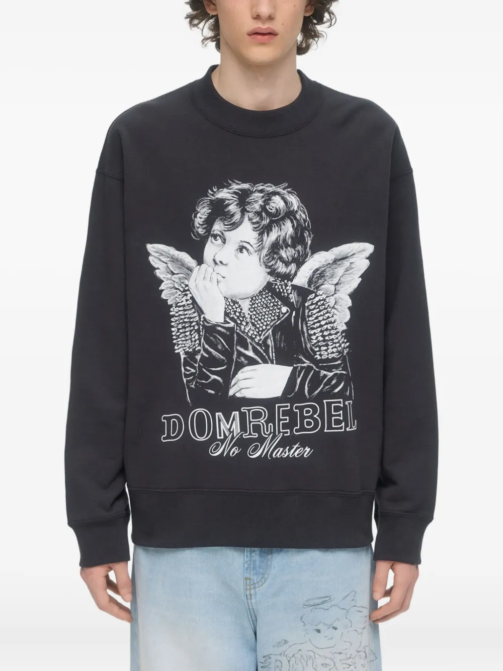 DOMREBEL Lil Reb sweater met cherubijnprint - Zwart
