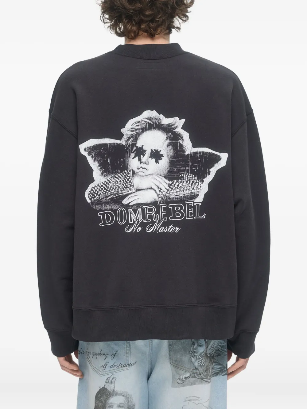 Domrebel Lil Reb Cherub-print Sweatshirt In Black