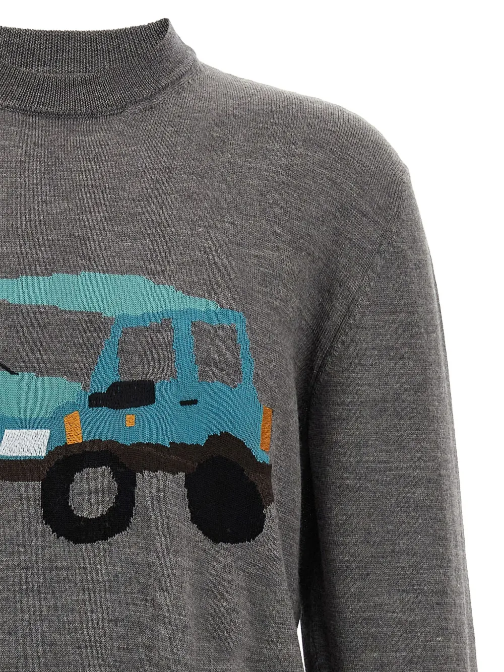 Magliano Graphic Design Crew Neck Long Sleeve Sweater In Gray