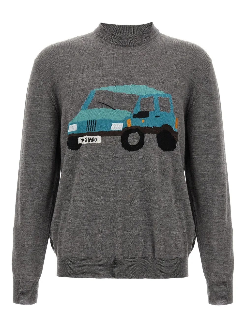Magliano Graphic Design Crew Neck Long Sleeve Sweater In Gray