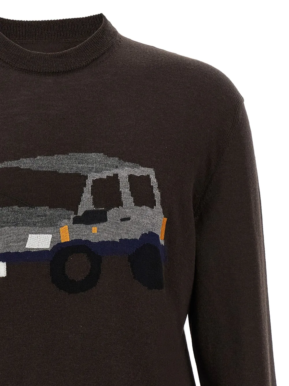 Magliano Graphic Crew Neck Long Sleeve Sweater In Brown