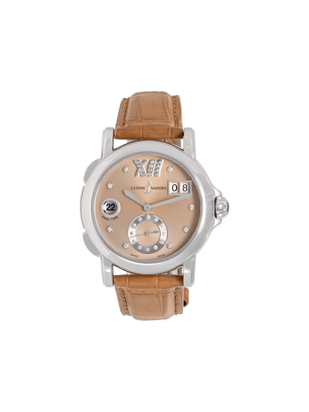 Pre-owned Ulysse Nardin Dual Time 37mm In Brown