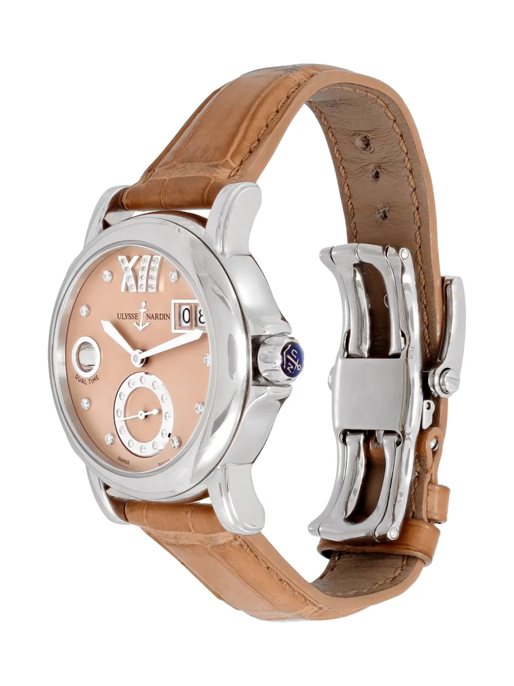 Pre-owned Ulysse Nardin Dual Time 37mm In Brown