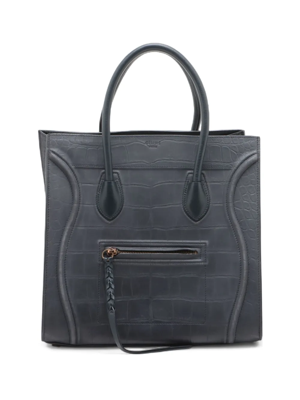Celine Pre-Owned 2010s クロコエンボス ハンドバッグ - ブルー Celine Pre-Owned 2010s クロコエンボス ハンドバッグ - ブルー