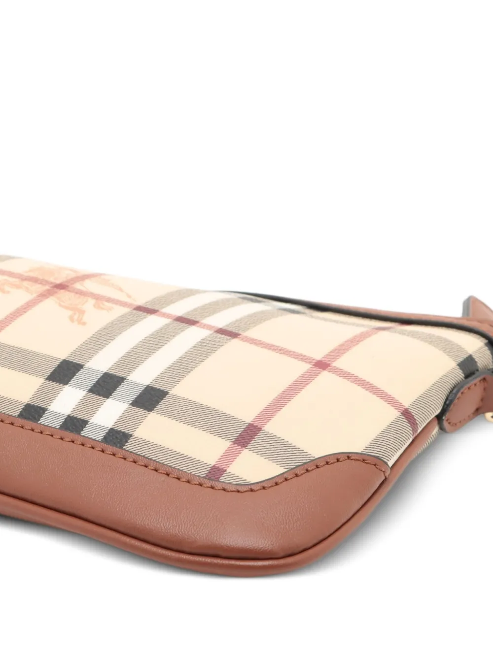 Pre-owned Burberry 2000-2020s Check-pattern Leather Shoulder Bag In Neutral