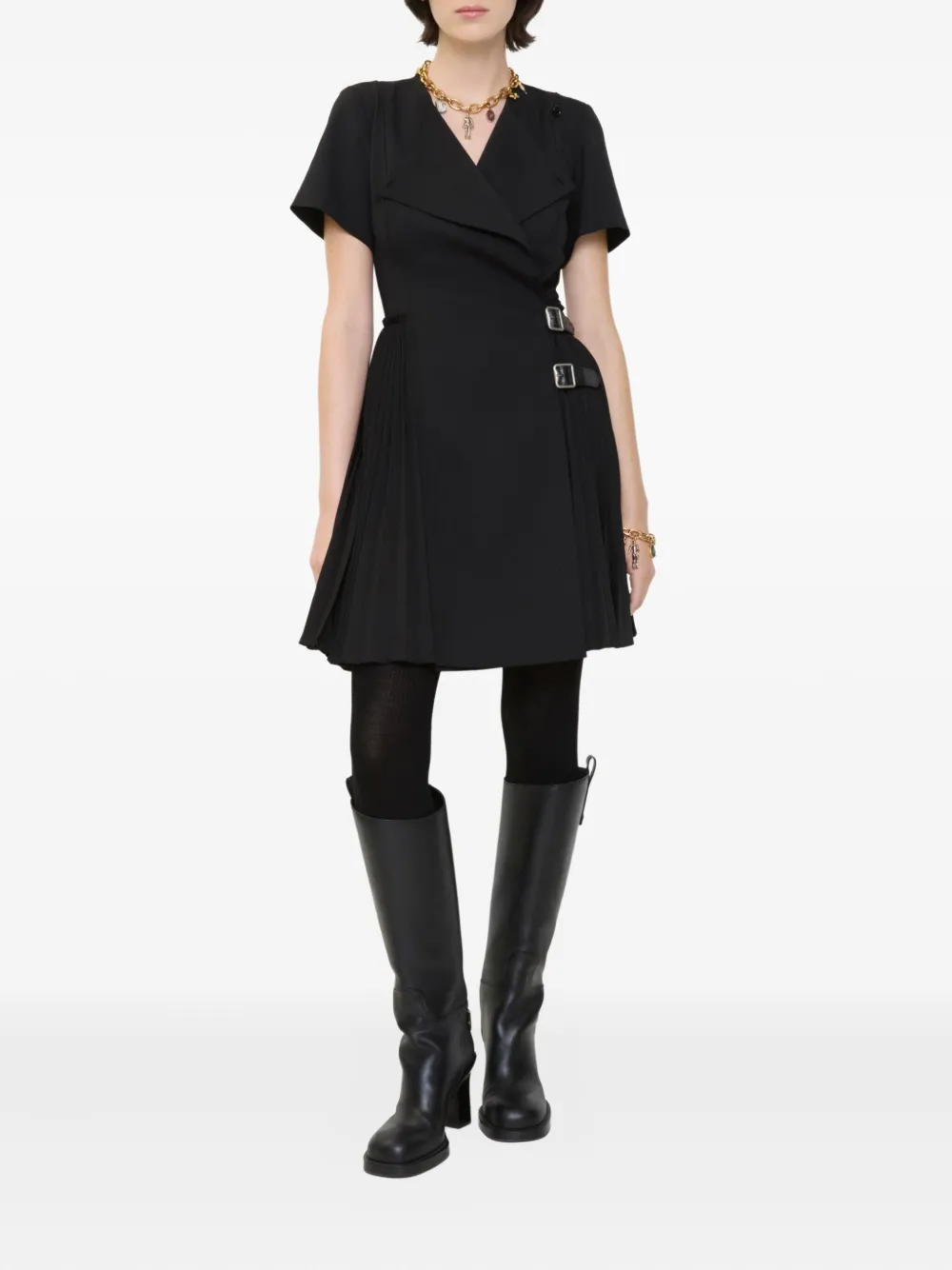 Burberry pleated wrap mini dress - Zwart