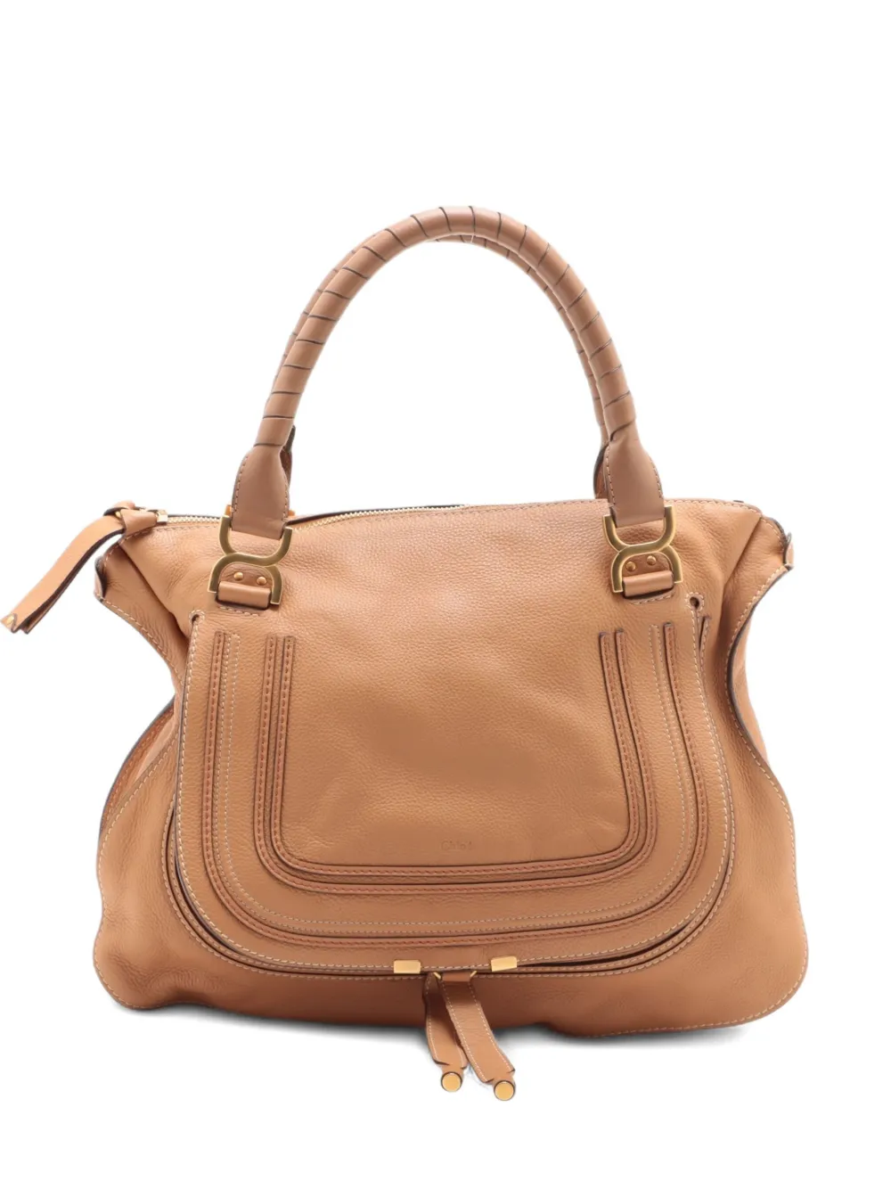 Pre-owned Chloé 2010-2020 Marcie Leather Top-handle Tote Bag In Neutral