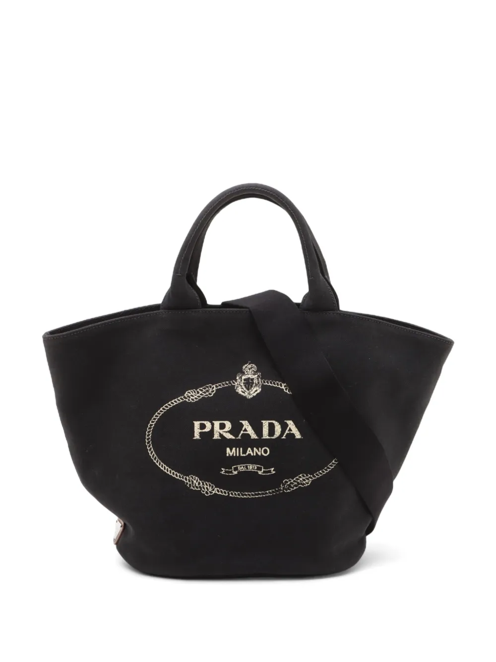 Pre-owned Prada 2010s Logo-print Top-handle Handbag In Black