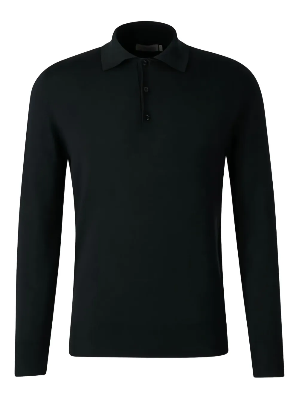 Canali Long-sleeve Polo Shirt In Black