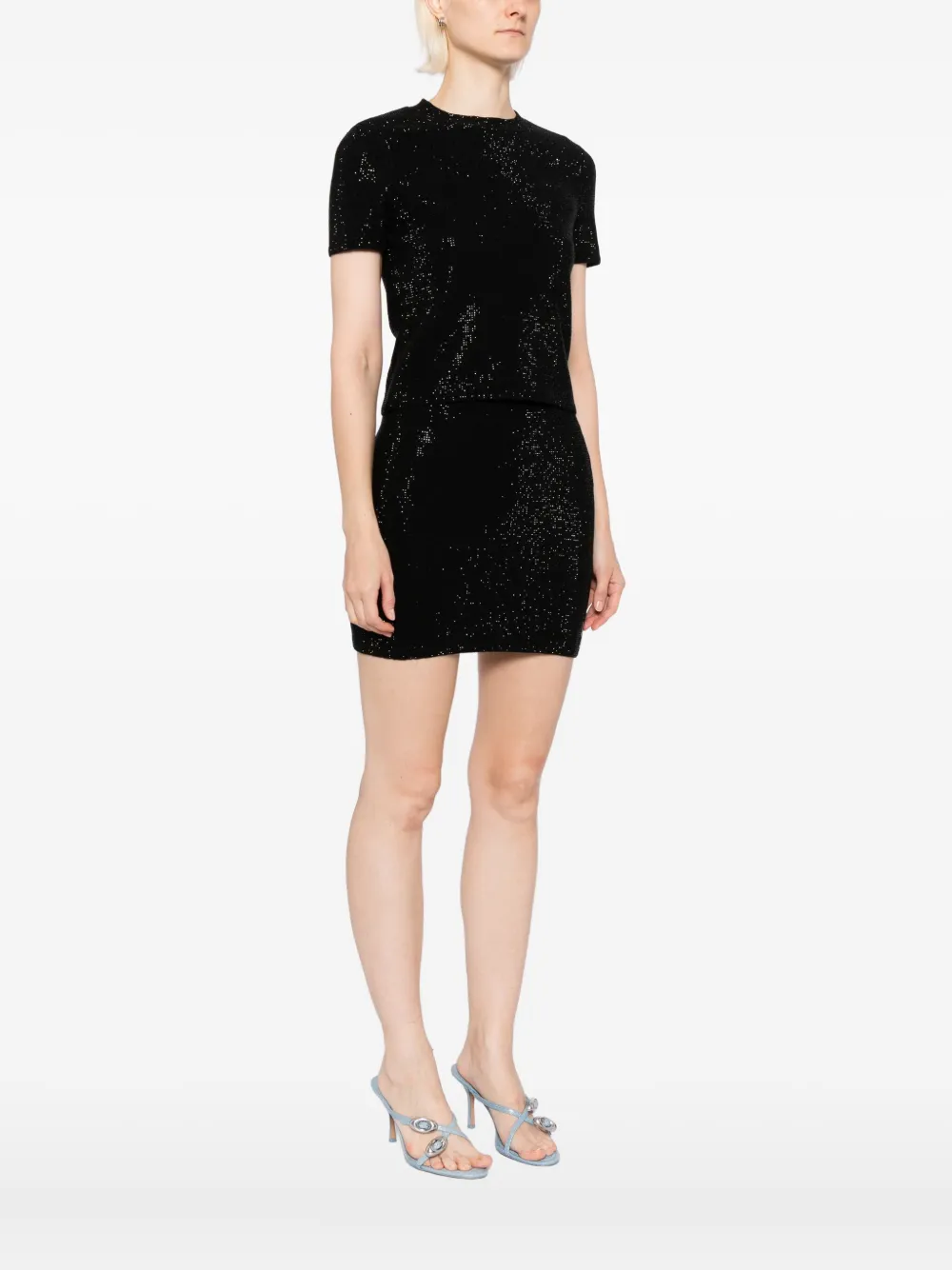 Alexander Wang Crystal-embellished Mock-neck Dress In Black