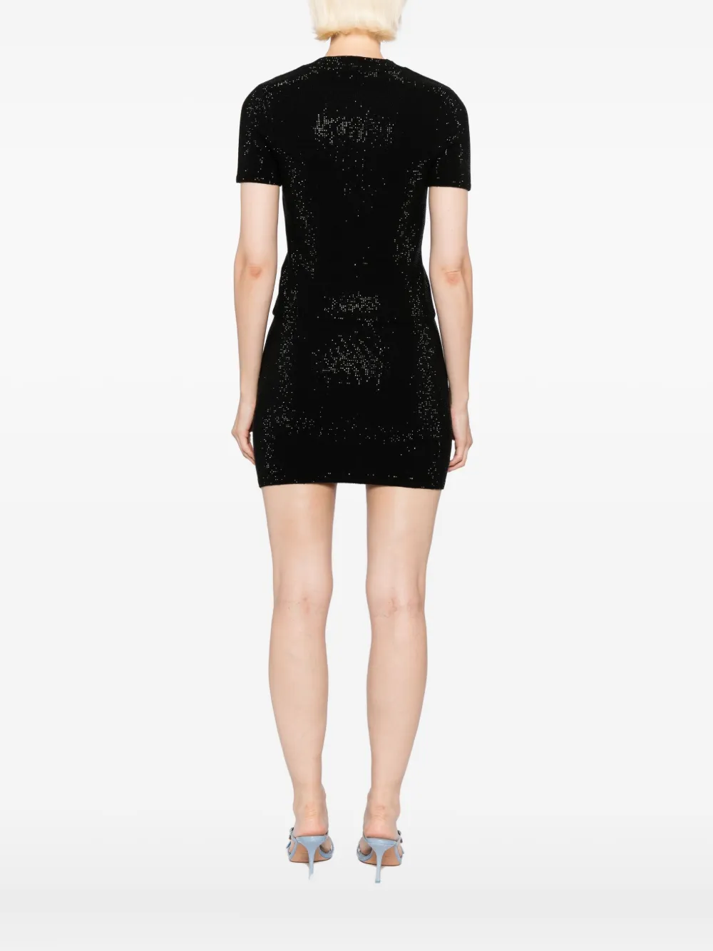 Alexander Wang Crystal-embellished Mock-neck Dress In Black