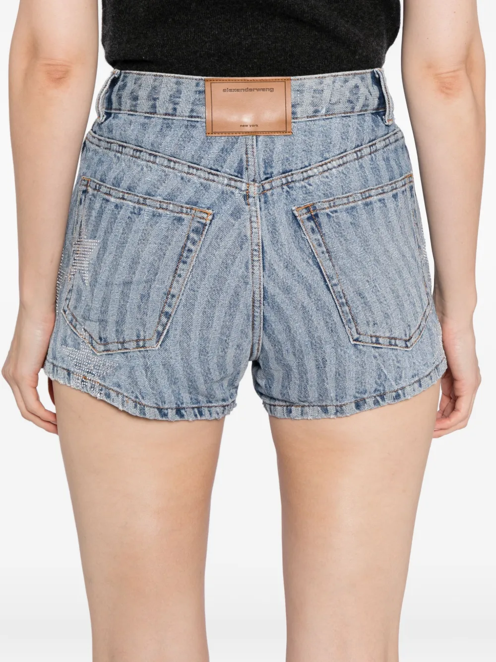 Alexander Wang Star-embellished Denim Shorts In Blue