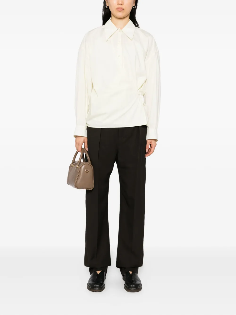 LEMAIRE pleated straight-leg trousers - Bruin