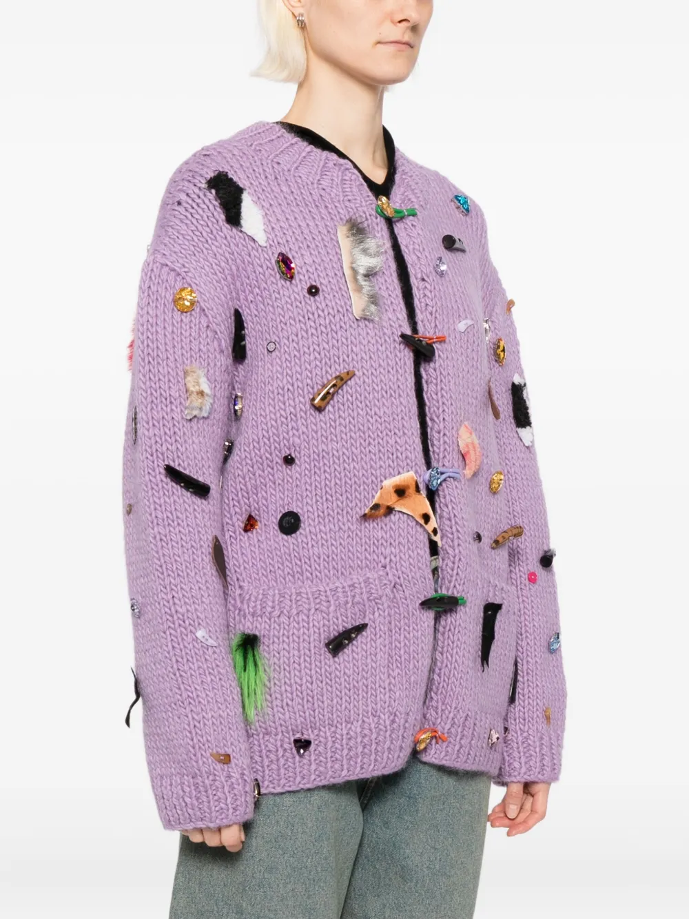 Penultimate Plastic Embellishments Cardigan In Multi