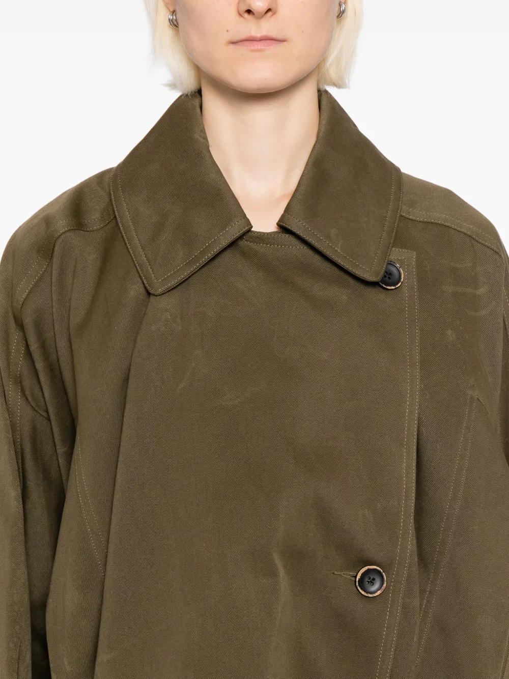 Uma Wang Oversized Asymmetrical Double Breasted Jacket In Green