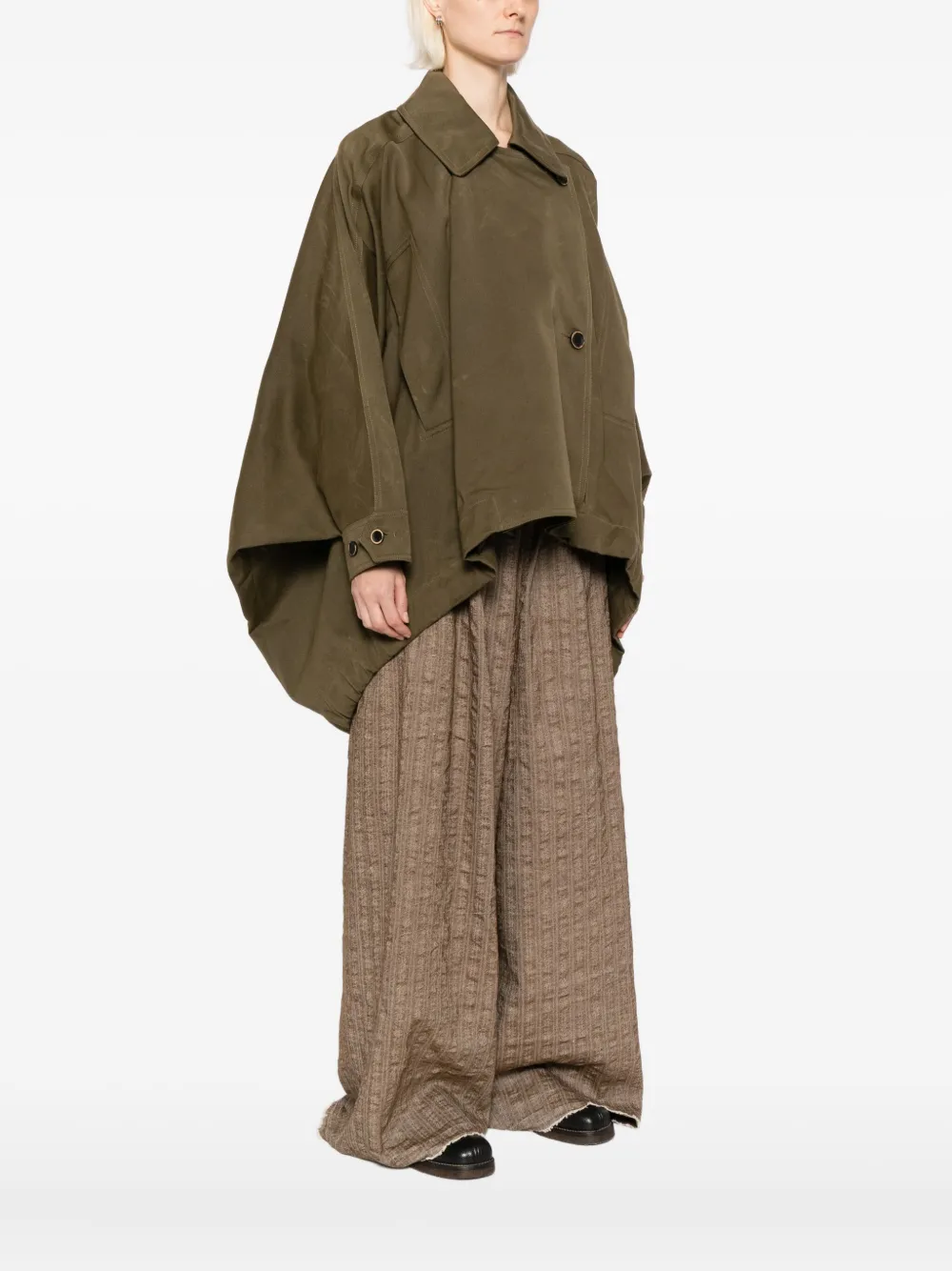 Uma Wang Oversized Asymmetrical Double Breasted Jacket In Green