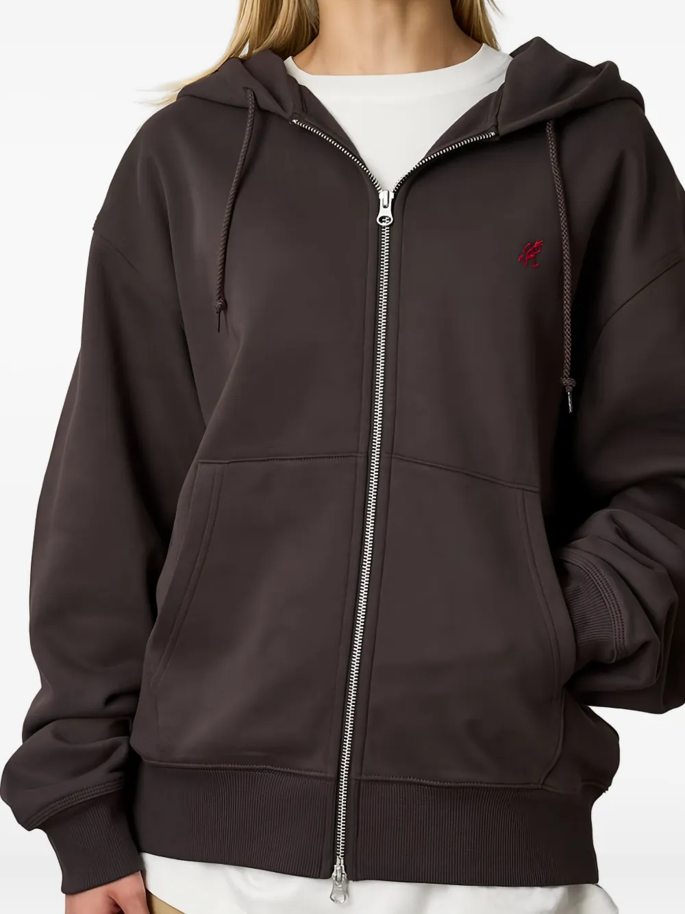 Gramicci One Point hoodie met rits Bruin