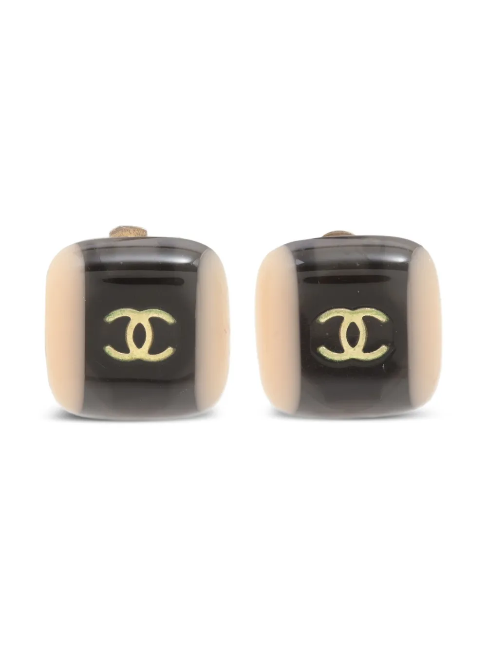 CHANEL Pre-Owned 2001 logo-detail square-shaped earrings | Gold | Image 1