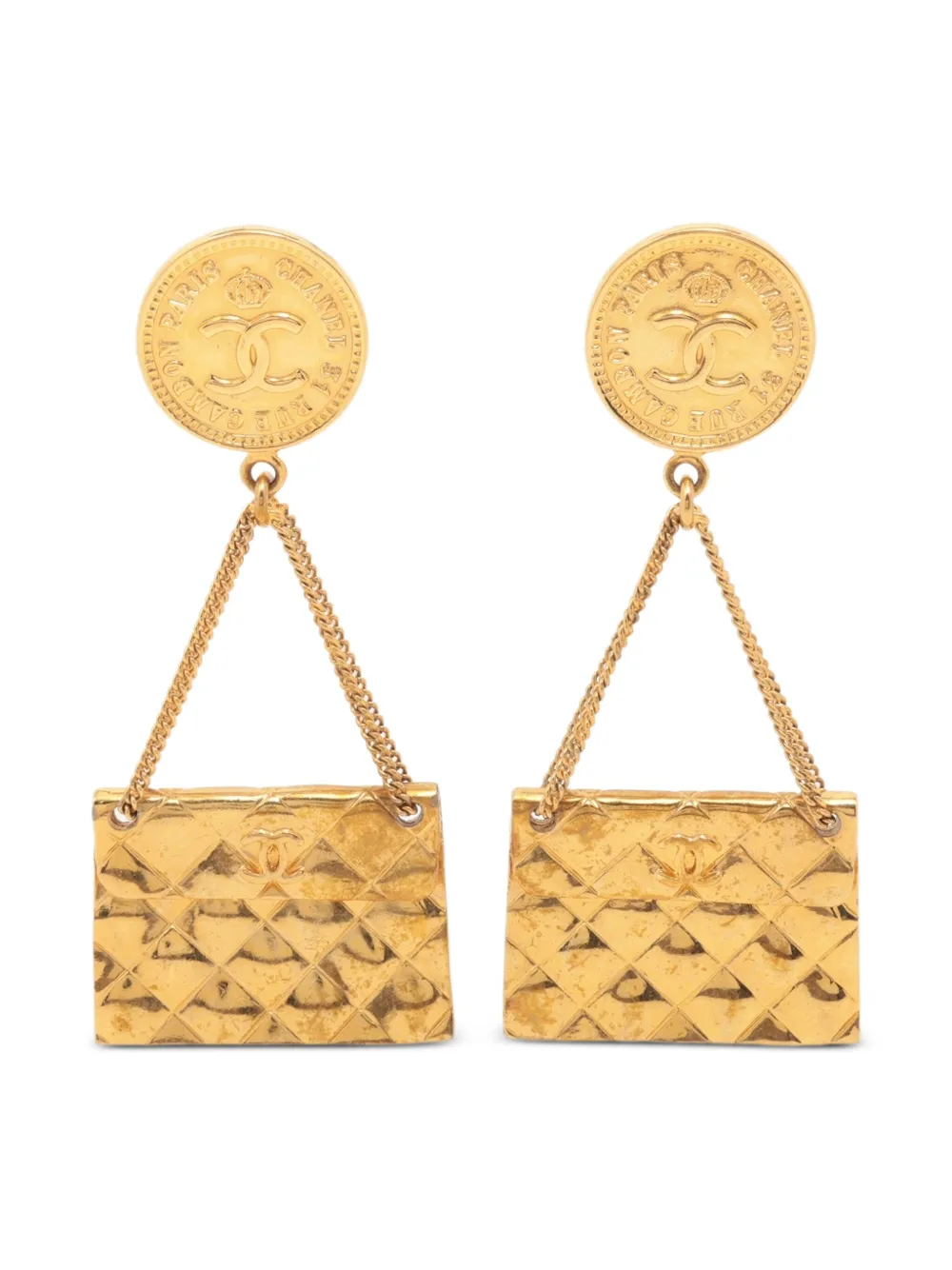 CHANEL Pre-Owned 1996 Classic Flap Bag earrings | Gold | Image 1