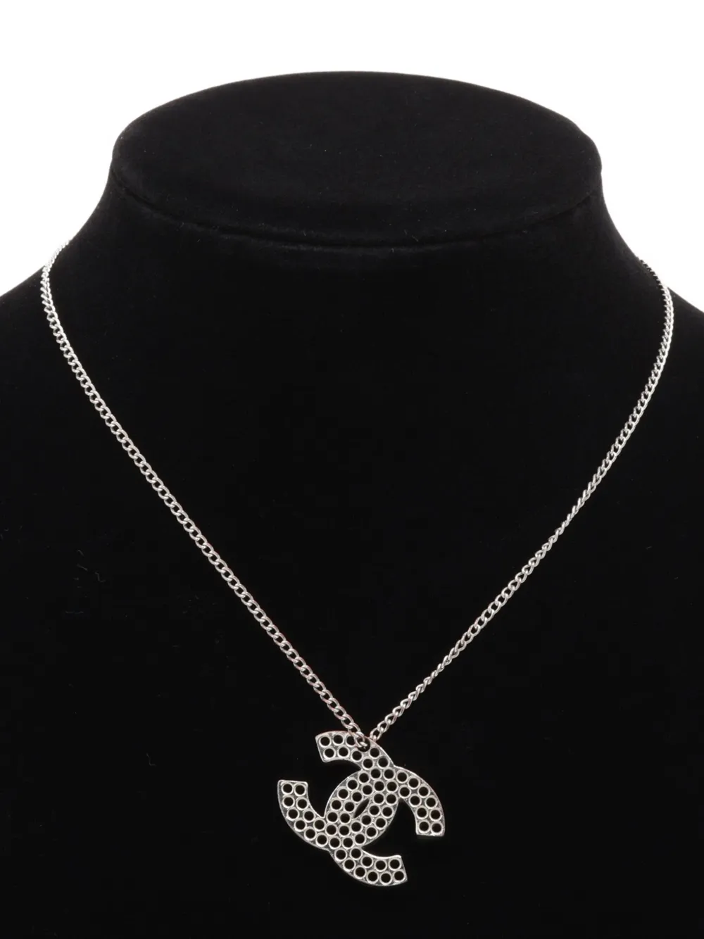 Pre-owned Chanel 2003 Logo-pendant Necklace In Silver