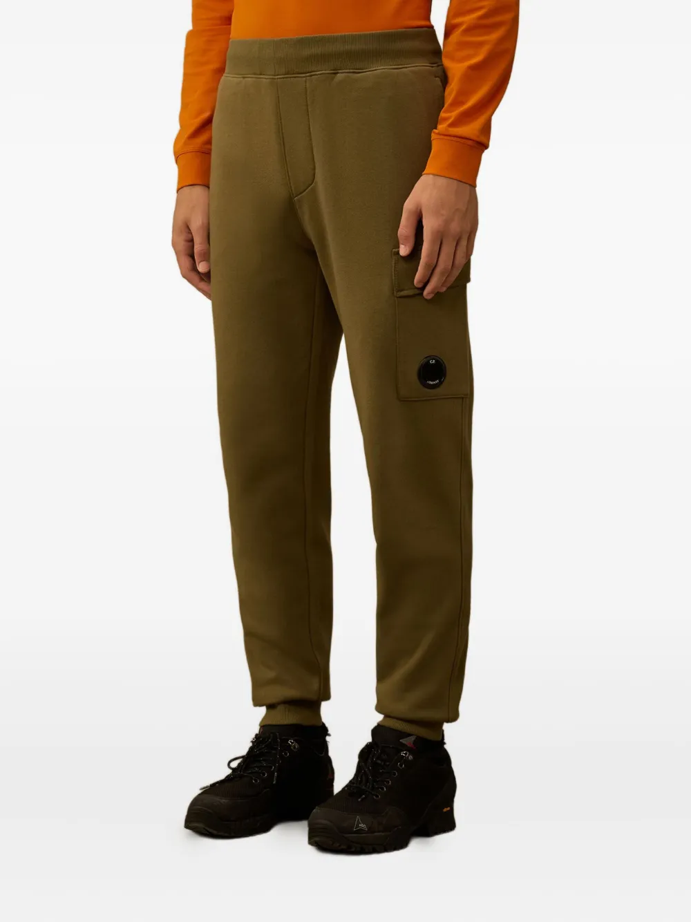 C.p. Company Diagonal Raised Fleece Drawstring Track Pants In Green