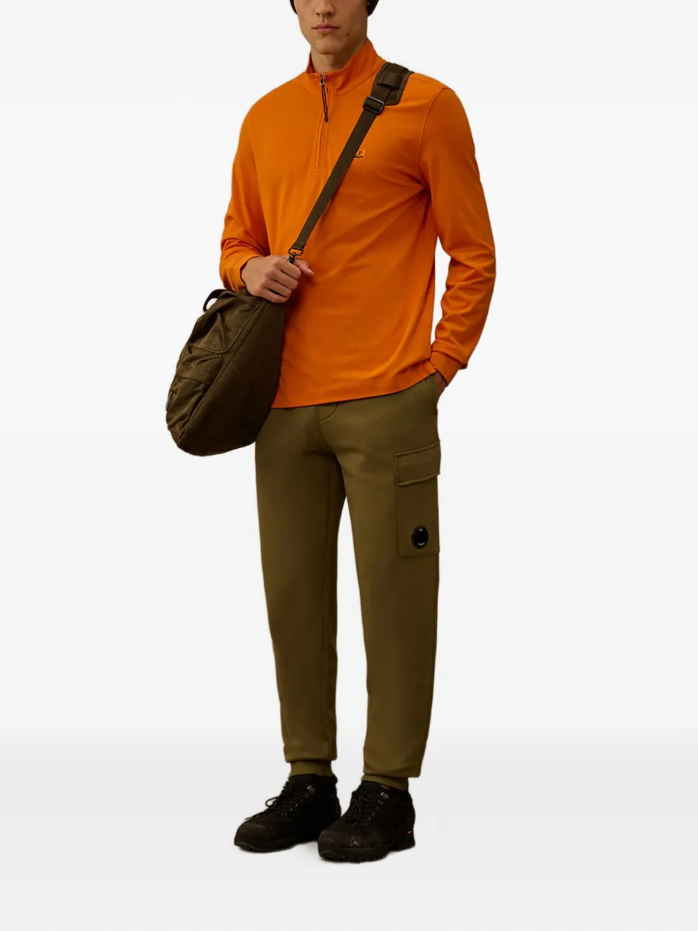C.P. Company Diagonal Raised Fleece drawstring track pants - Groen