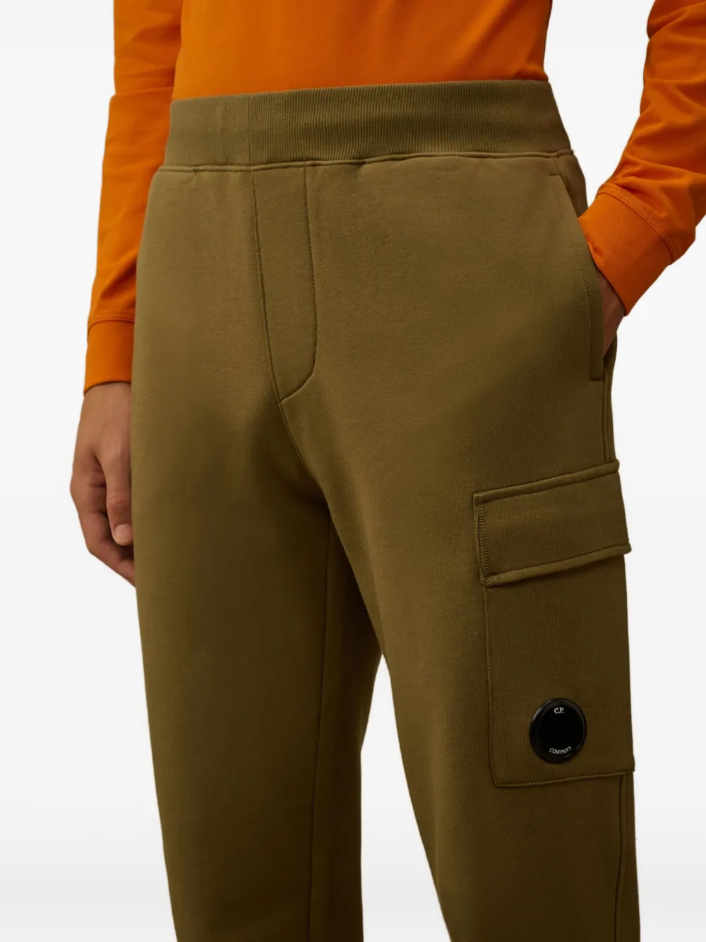 C.p. Company Diagonal Raised Fleece Drawstring Track Pants In Green