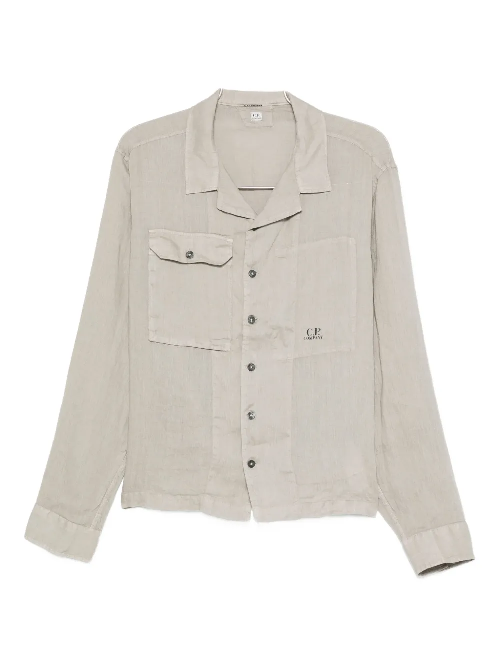 C.p. Company Casual Linen Long Sleeve Overshirt In Neutral